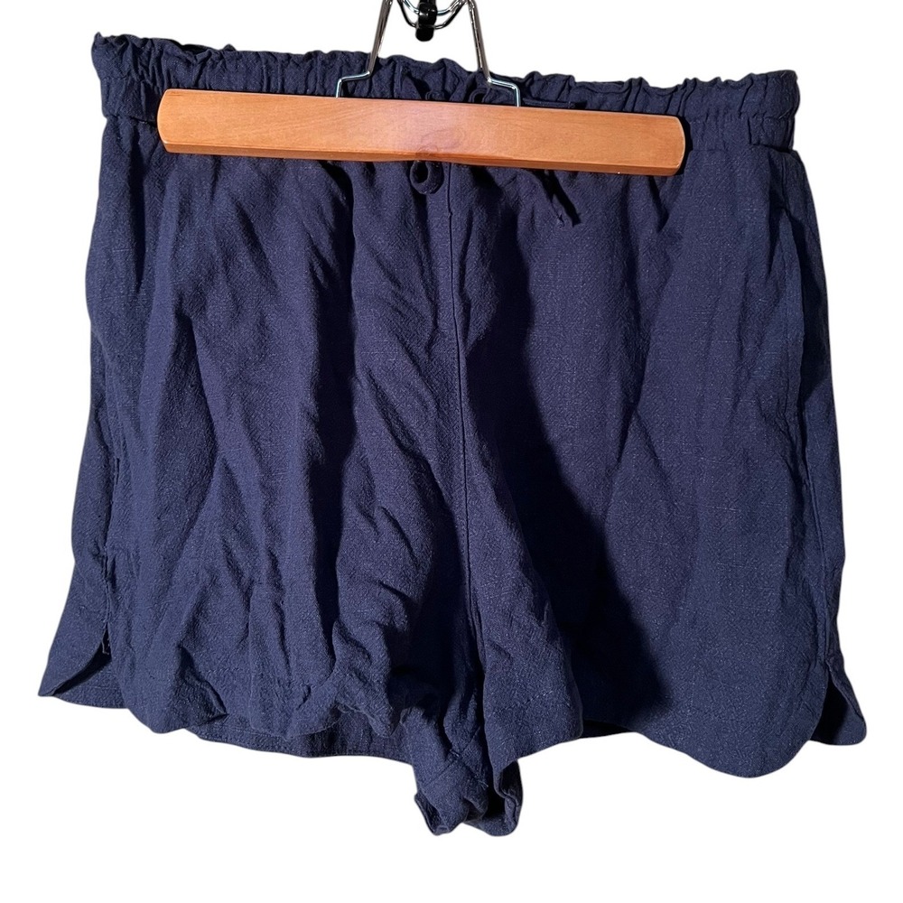 Stradivarius Women's Sz Small Shorts Pull On Elastic Tie Waist Pockets Blue Gray